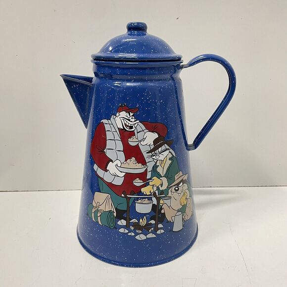 Warner Bros. Other - VTG Looney Tunes Warner Bros Pitcher Coffee Pot 1994 Blue Metal Looney Tunes WB